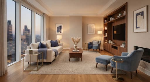 Cleaning team working in a modern home interior